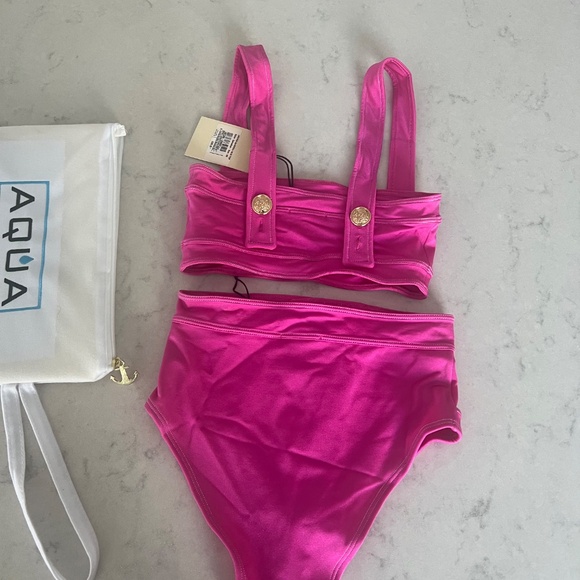 NWT High Waisted Hot Pink Swimsuit - Picture 2 of 6